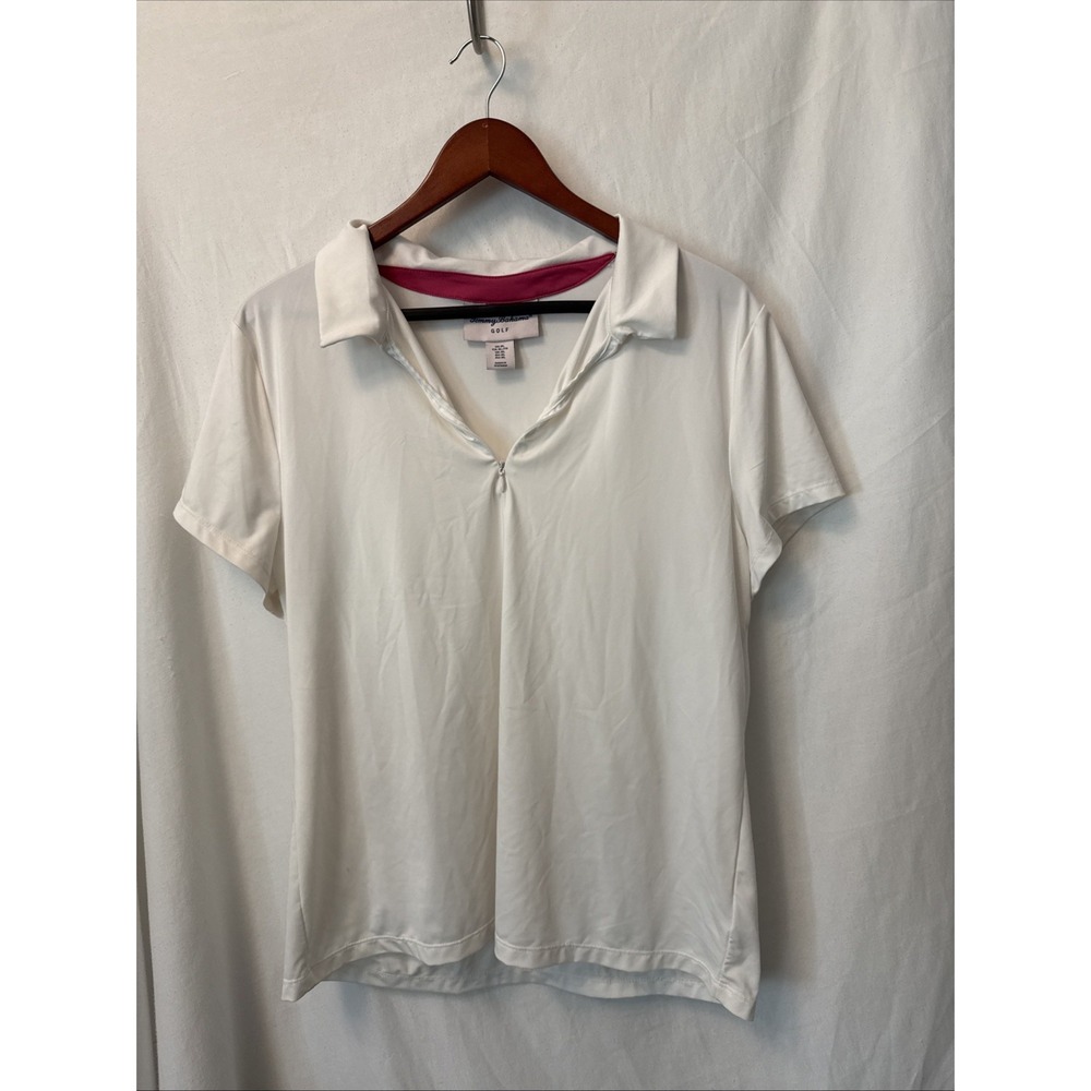 Tommy Bahama Golf Women XL White Polo 1/4 Zip Short Sleeve Island Zone Golf